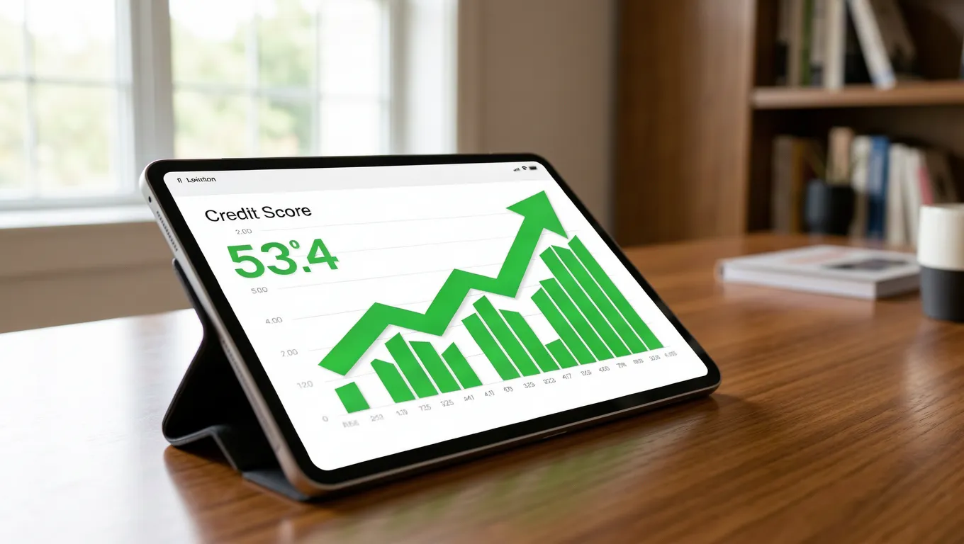 A digital credit score dashboard displaying rising trends, relevant to securing bad credit loans.