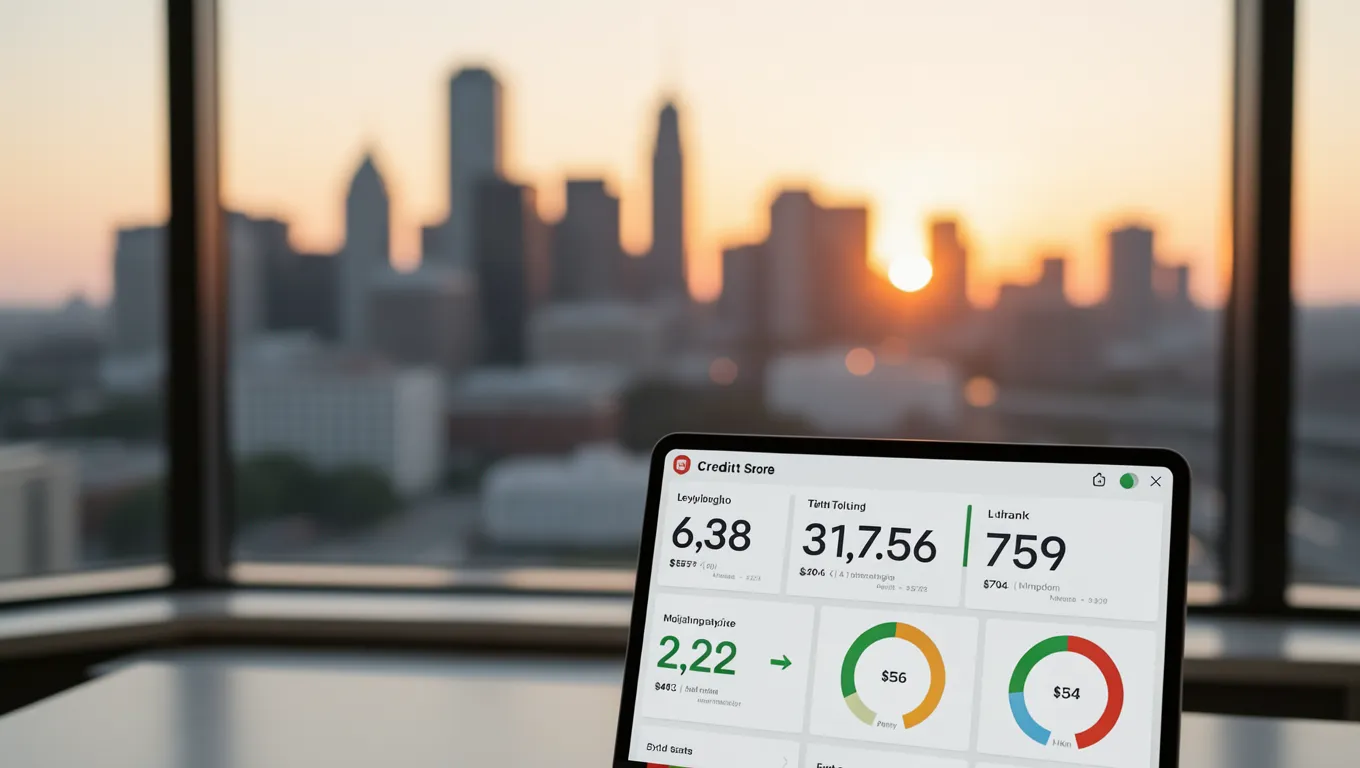 A digital credit score dashboard showing improvement for low credit score personal loans Lexington, KY