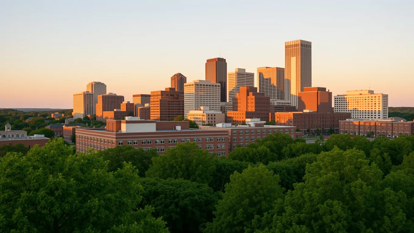 Lexington Kentucky skyline at sunrise representing no credit check cash loans Lexington, KY options.