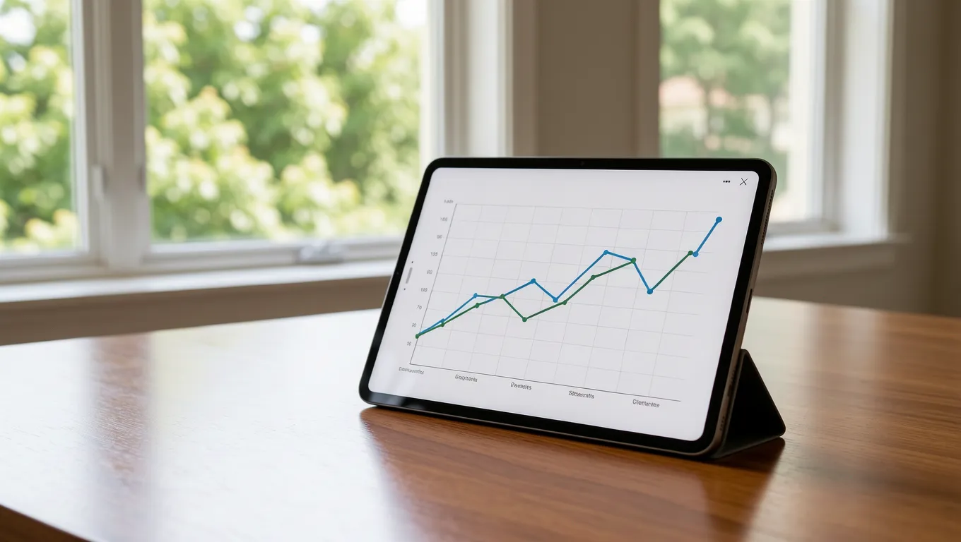 Digital interest rate trends shown on a tablet for variable rate personal loans Lexington, KY